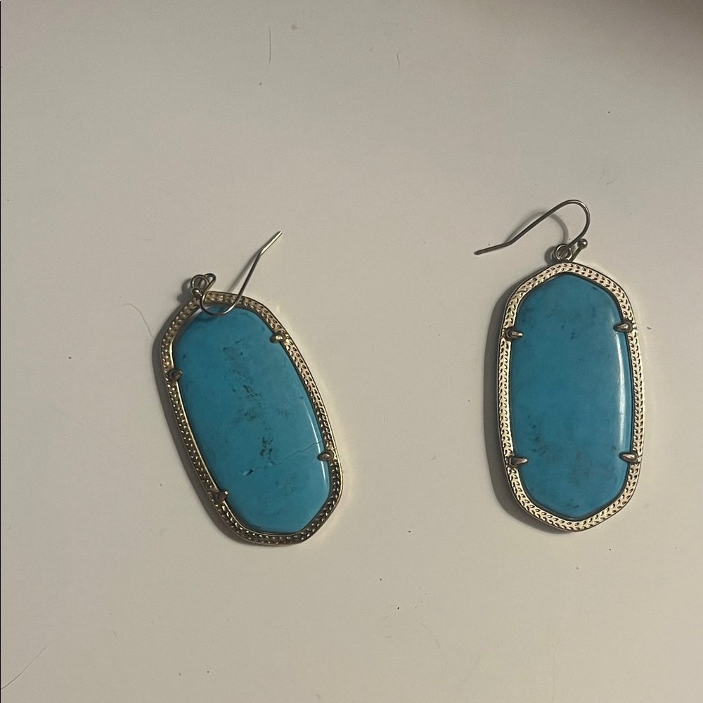 Kendra Scott Elle Gold Turquoise Drop Earrings-Rare